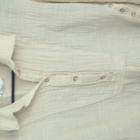 Anthropologie Button Side Striped Textured Shirt, Women's Plus Size Small Cotton - Picture 6 of 8